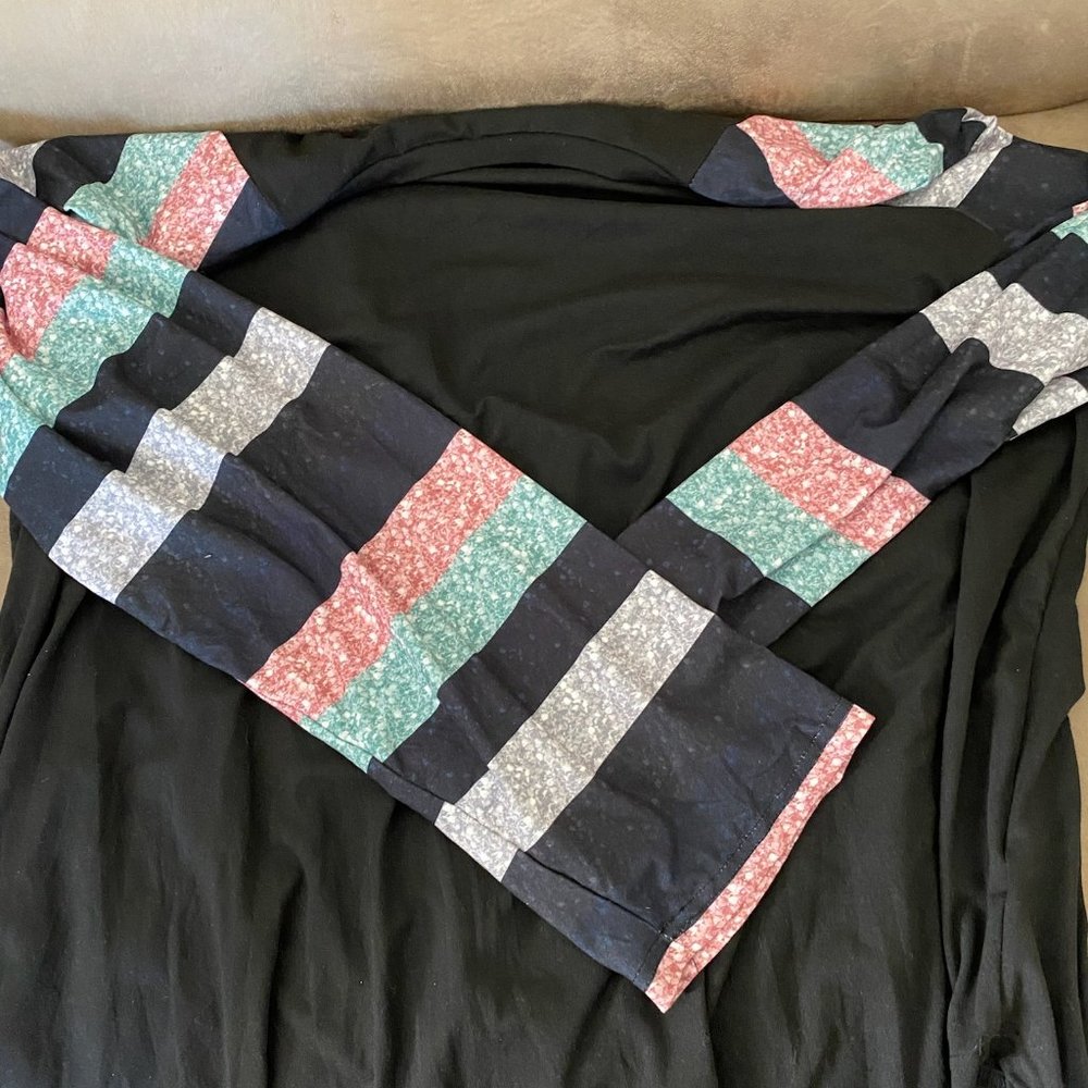 Black top with multi colored sleeves